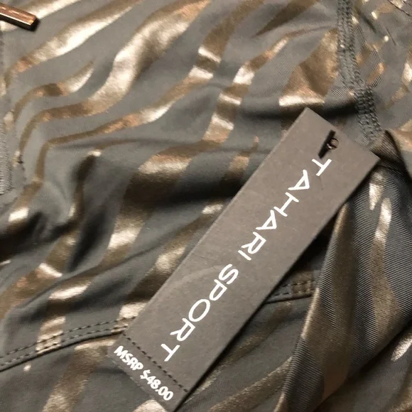 Tahari sport half zip sport bra coated zebra new with tags - Picture 6 of 7